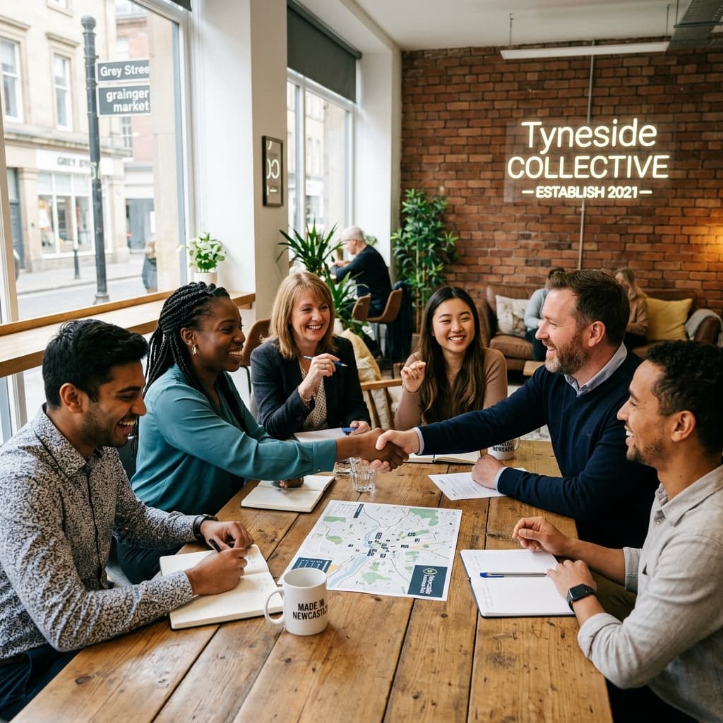 Nyxora team consulting and collaborating with business client in Newcastle